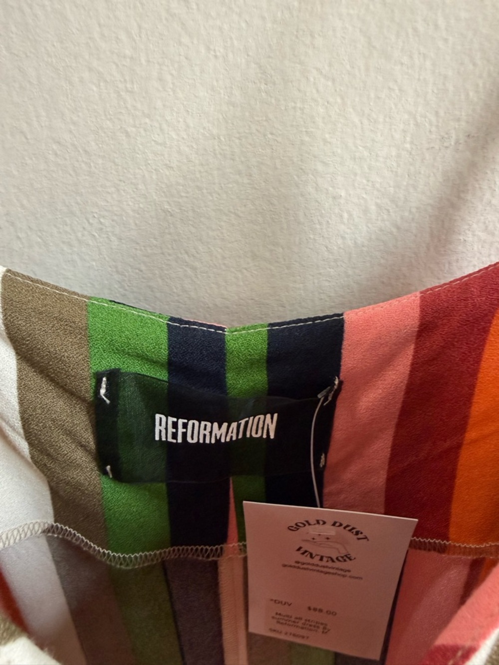REFORMATION Striped Multicolor Slip Dress Size 4 - Picture 3 of 7
